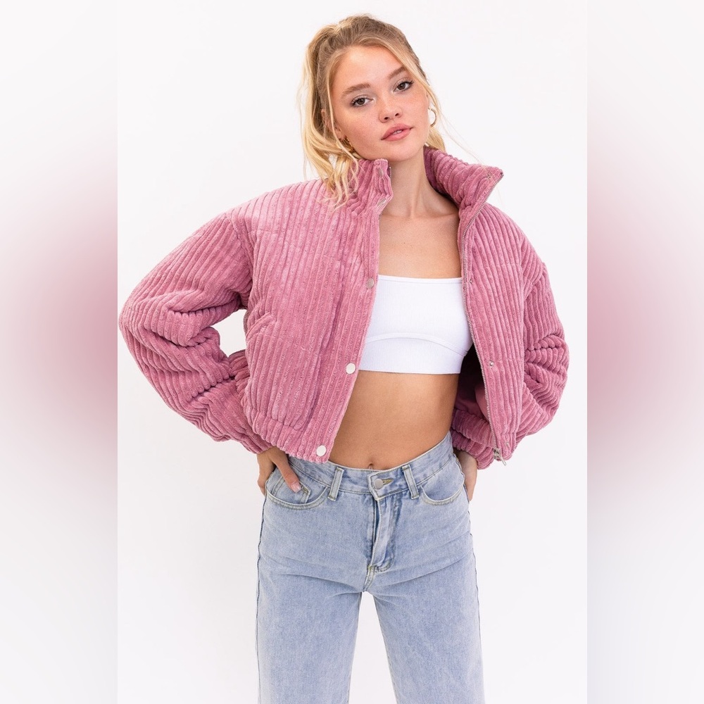 Cropped Corduroy Puffer Jacket - Le Lis - Picture 4 of 5